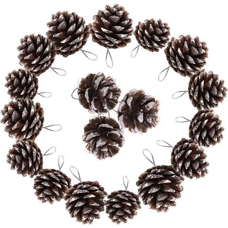 XEPHO Décorations D'arbres De Noël - Cônes De Pin Suspendus 18PC - Guirlande De Noël - Fausses Neiges Basculées - Guirlande De Noël Fournitures - Boules De Noël（4-5cm）