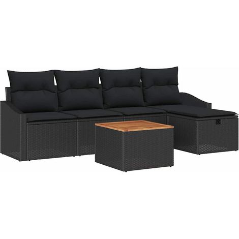 Maison Exclusive - Set Divano da Giardino con cuscino 6 pcs Nero Poly Rattan