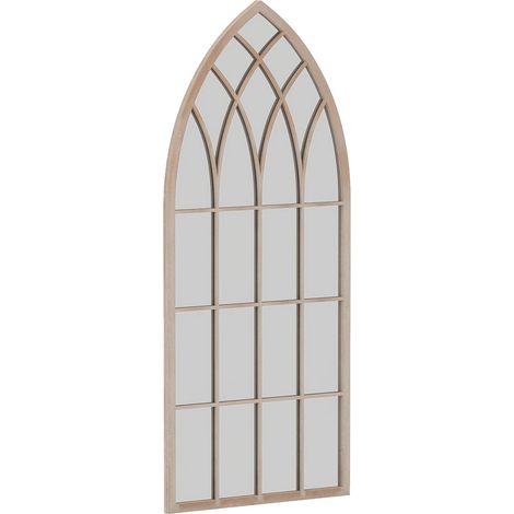 Specchio da parete ad arco in stile rustico, con cornice in metallo, 115x50 cm, grigio.