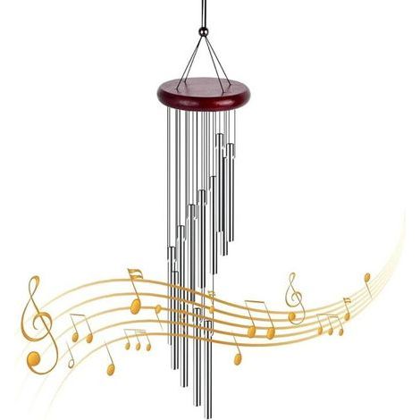 Carillons Éoliens Carillons de Vent Extérieurs Tube en Aluminium en Bois Massif Carillon Éoliens Nature Mélodieux Carillon à Vent Musical pour Jardin Patio Porche Balcon Décor Maison Intérieur Cadeau (1/5)