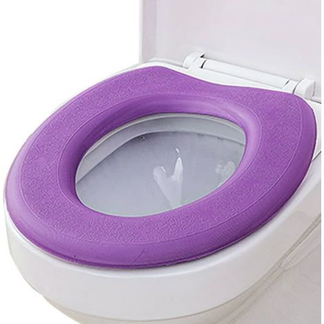 Coussin de siège de toilettes adhésif, couvre-siège rembourré doux et imperméable, assise confortable pour salle de bain (1/4)