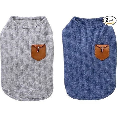 Minimalist Dog T-shirt, Cat Clothes, Blue Grey, Cotton Mini Dog, Small Cat (L-Fits Chihuahua cats, Blue Grey) (1/3)