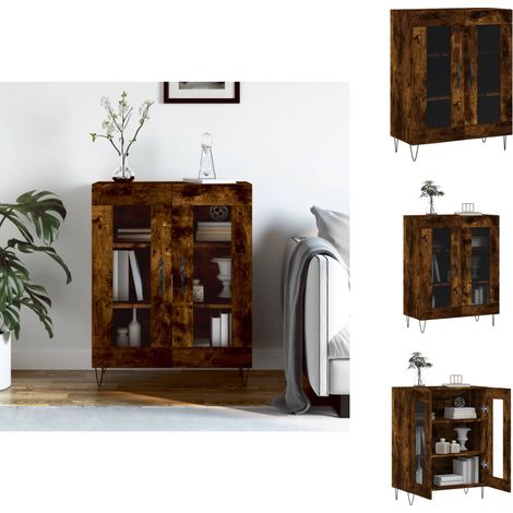 The Living Store Sideboard Räuchereiche 69,5x34x90 cm Holzwerkstoff - Holzschrank (1/5)