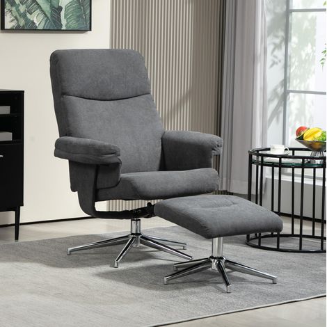 Sillón relax reclinable hasta 130° con reposapiés, gris oscuro HAVRYA (1/5)