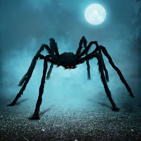 1,52 m Halloween Outdoor Deko, Haarige Spinne, Schwarz, für Wohnraum und Haushalt (1/5)