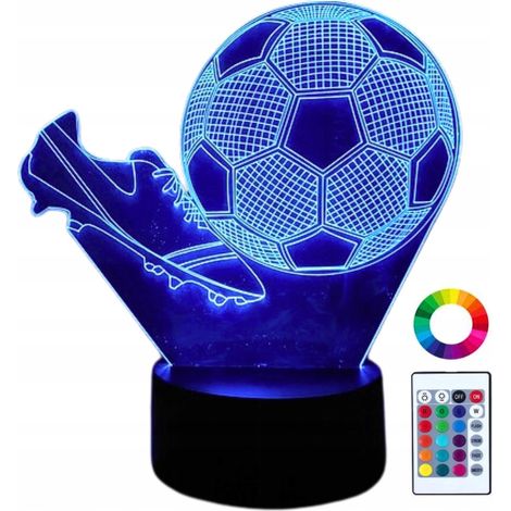 Lampada da scrivania notturna per bambini a forma di tacchetti da calcio con illuminazione 3D e telecomando. (1/5)