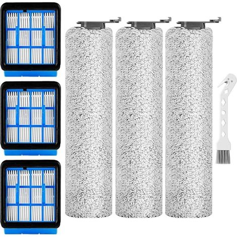 Rodillos de cepillo y filtros de repuesto para aspiradoras Bissell CrossWave OmniForce y CrossWave OmniFind, repuesto para 3882/3883/3967F, 3 cepillos + 3 filtros + 1 herramienta de limpieza (1/5)