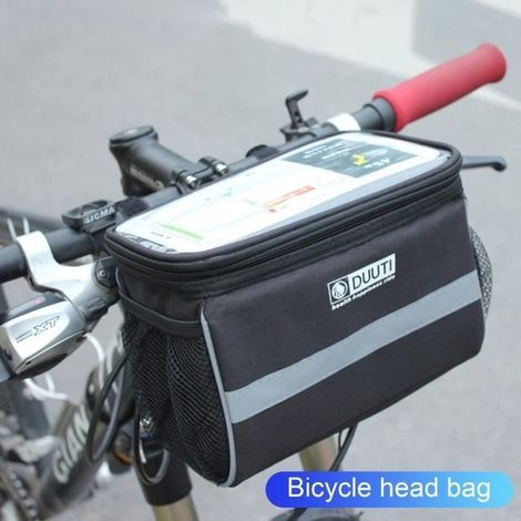 FAHRRADKORB - FAHRRADTASCHE Praktische Fahrradtasche, kratzfeste TPU-Lenkertasche mit Handyfunktion und Stil - Schwarz 1 (1/3)