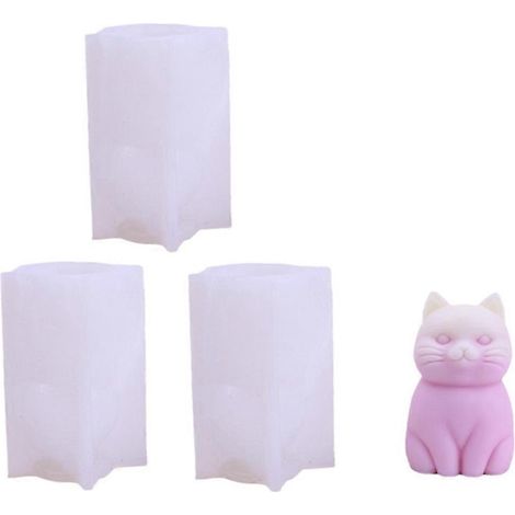 3PCS Cat Silicone Candle Mold 3D DIY Chocolate Mould Home Crafts--