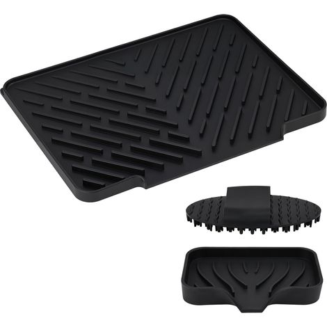 Schwarze Silikon-Tropfmatte für Geschirr, Haushalt, Küche, Badezimmer, Wohnzimmer (1/5)