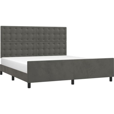 Estructura cama con cabecero terciopelo gris oscuro 180x200 cm vidaXL (1/4)