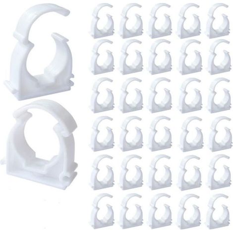 50pcs clips tuyau PVC – 20mm avec vis M3 – fixation câblage et conduites d'eau – blanc (1/4)