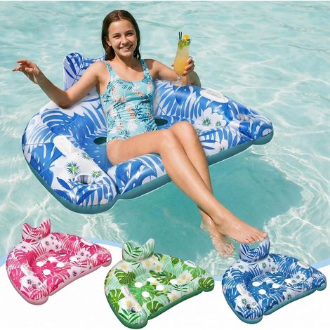 3 aufblasbare Pool-Schwimmstühle – mit Getränkehalter und 2 Griffen – robuste Ausführung – geeignet für Erwachsene, Kinder, Strand- und Wasserpartys (1/5)