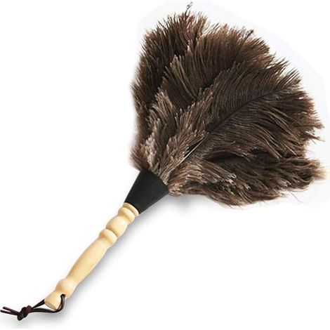 Ostrich feather duster, 34 cm long, for domestic cleaning of tables.High quality enhances quality of life. (1/5)