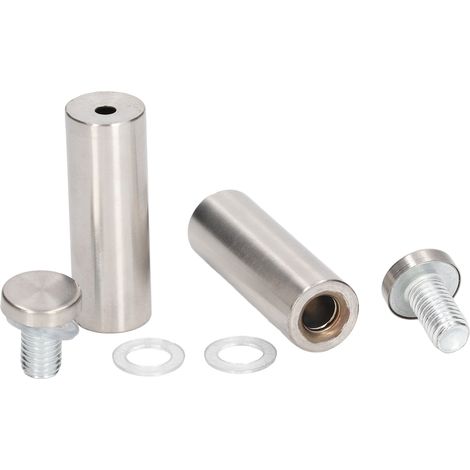 Kit de 12 vis publicitaires en acier inoxydable 19 x 60 mm pour la fixation de panneaux et cadres photo en acrylique. (1/5)