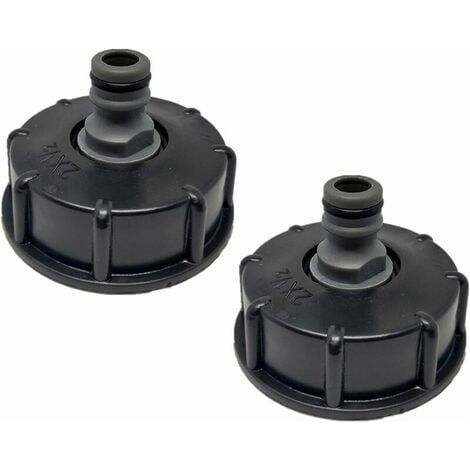 2 Pièces IBC Bouchon de Réservoir,S60x6 IBC Raccord/Bouchon Mamelon,1/2" Diamètre de Sortie,Diamètre D'entrée 60 mm pour Vanne de Tonne IBC - Noir (1/2)