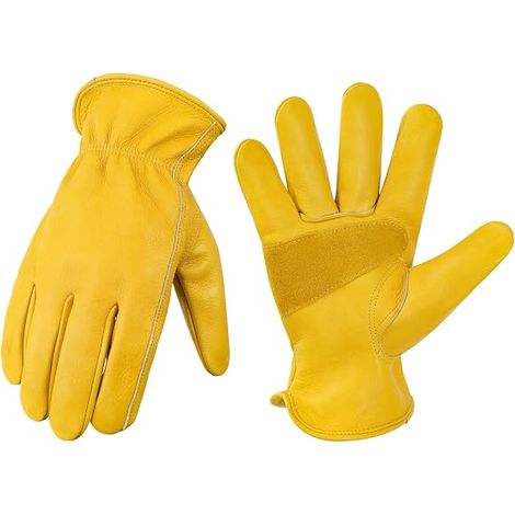 Filiyano-Gants de travail en cuir pour hommes et femmes, gants de jardinage renforcés et résistants, gants de travail en cuir de vachette, résistants (1/5)