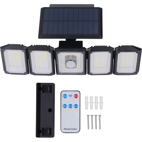 Lumière solaire extérieure 5 têtes IP65 étanche capteur infrarouge 300 LED mural jardin (1/5)
