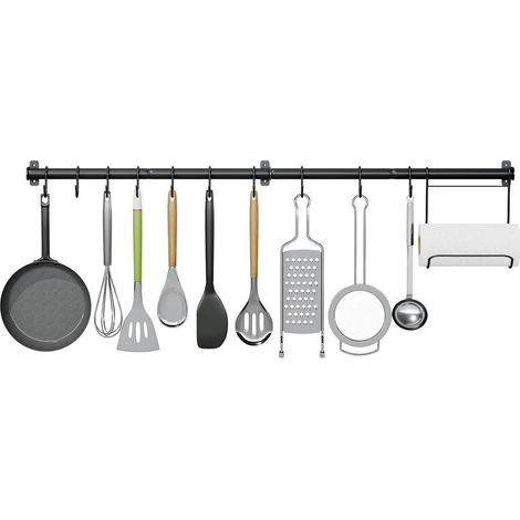 Küchenhalter 110cm Stahl 10 S Haken 2 stange k&xFCchenutensilien (1/5)