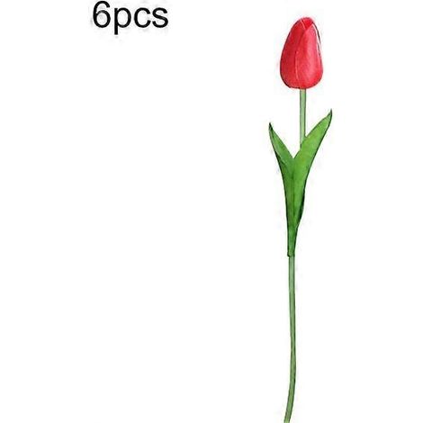 Bouquet de 6 tulipes artificielles réalistes pour décorer votre maison, votre jardin ou une fête.rouge vif (1/5)