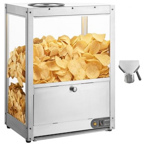 Kommerzielle Nacho-Maschine 80 L, Elektrischer Chip-Wärmer 300 W mit Heizplatte & Wärmelampe & Ablenkplatte, Nacho-Chip-Wärmer aus Edelsstahl für Popcorn Kartoffelchips Erdnusschips (1/5)
