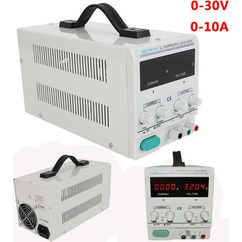 Alimentatore da laboratorio, 30 V, 10 A, alimentatore da laboratorio, alimentatore da laboratorio, alimentatore di rete DC regolabile, uscita USB con indicatore LED a 4 cifre