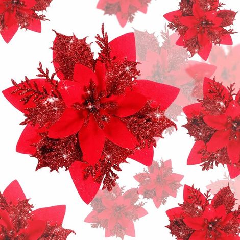 SHINING HOUSE Andere Dekoration für Weihnachten, Weihnachtsdekoration, künstliche Weihnachtsblume, glitzernde Weihnachtsbaumgirlande, künstliche Blumenanhänger, für Party-Weihnachtsbaum, Kranz, Hochze (1/5)
