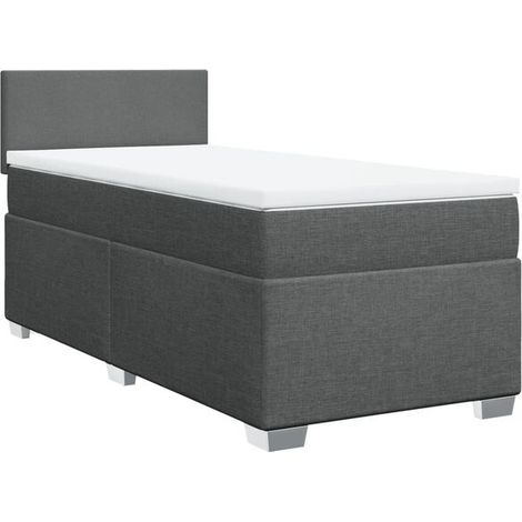 Cadre de lit en tissu, matelas inclus, gris foncé, 80 x 200 cm (1/5)