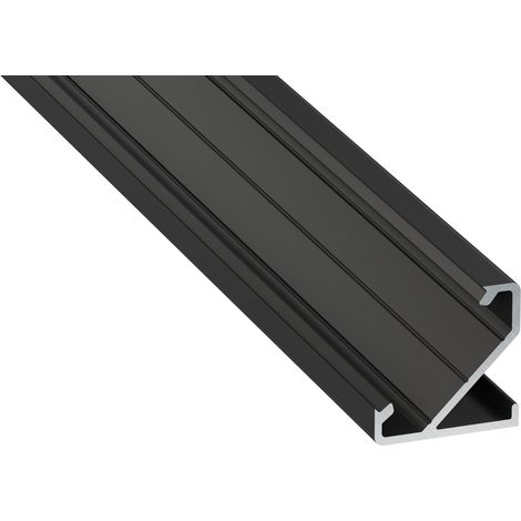 Profilo in alluminio anodizzato nero KIMERA-BARDE con diffusore opalino e terminali 2,02 M