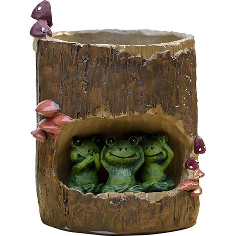 Tomfeel Baumstumpf-Sukkulenten-Blumentopf im Cartoon-Stil, ländlicher Tier-Blumentopf, Harztopf, Garten-Mikrolandschaft, Topfpflanze, Büro-Schreibtisch-Ornament, dekoratives Geschenk