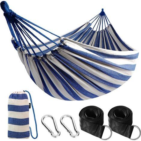 Outdoor-Camping-Hängematte, tragbar, aus Canvas, leicht, mit baumfreundlichen Gurten, Tragetasche, perfekt für Garten, Balkon, Terrasse, Strand und Wandern (1/5)