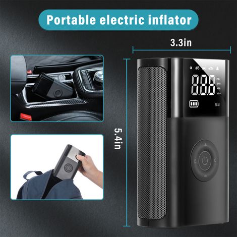 SJLERST 4000mAh Tragbarer Luftkompressor, kabelloser Autoreifenfüller, 150PSI Minipumpe mit LED-Licht, Digitalanzeige und USB-Anschluss, elektrischer Kompressor für Auto, Motorrad, Fahrrad, Ball