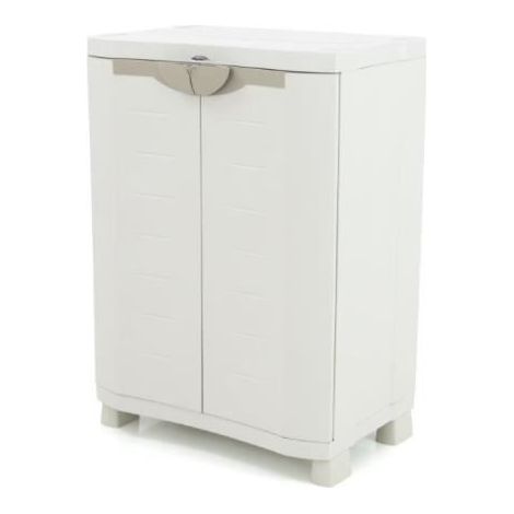 SPACESAVER 70 PLASTIKEN Armoire basse 2 portes avec etageres - l 70 x p 45 x h 100 cm - Gamme Space SAVER - Interieur et Exterie (1/2)
