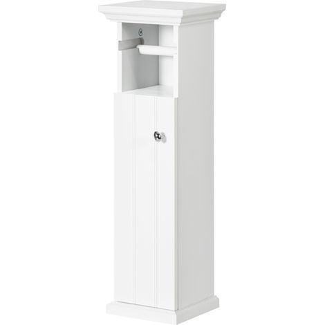 kleankin Mobiletto Bagno Porta Carta Igienica e Armadietto in Legno MDF Bianco (1/5)