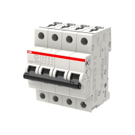 Disjoncteur S204M 4P- 1.6A -Courbe K - 10,000A/15kA (4MODULES) 2CDS274001R0257 ABB 354478 (1/3)