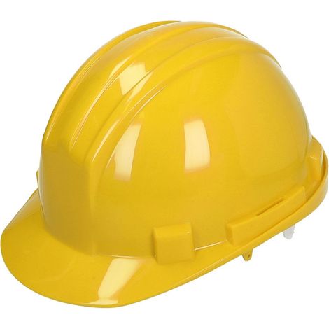 Casque de protection avec fixation 6 points et verrou rotatif jaune