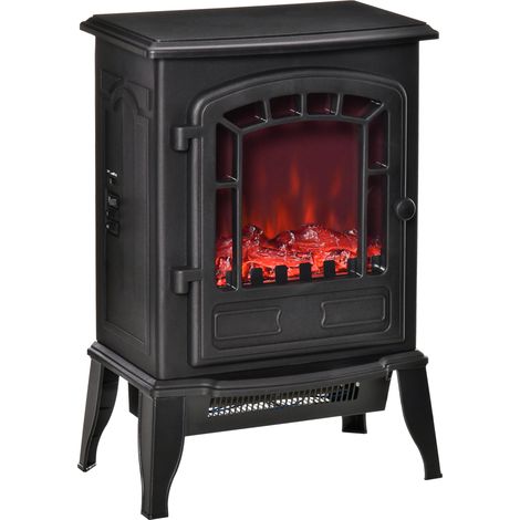 Chimenea eléctrica con efecto de llama, 1000/2000 W, con temperatura regulable y protección contra sobrecalentamiento, cobertura de 20-25 m², 39 x 24 x 56,5 cm, color negro. (1/4)