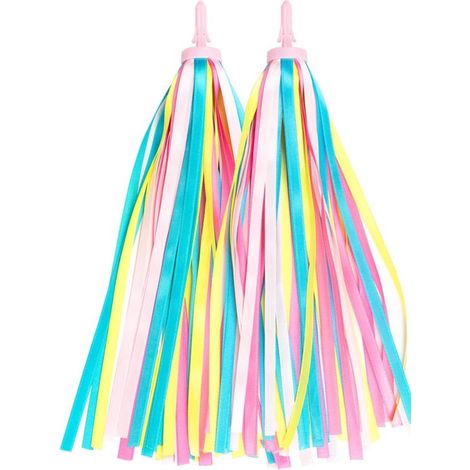 Lot de 2 rubans de Rubans de guidon - Banderoles de guidon - Poignées de guidon à pompons pour vélos et trottinettes - Couleur : polyester et plastique - Décoration de vélo - Décoration de volant de v (1/5)