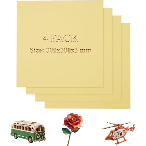 Coloré Contreplaqué 3 mm, 4 Pièces Bois de Tilleul pour Gravure Laser 300x300 mm, Plaques de Contreplaqué Pré-Colorées, pour Découpe CNC Pyrogravure Bois (Or) (1/5)