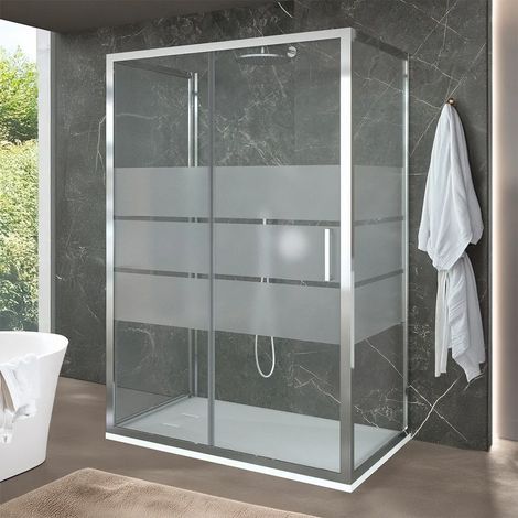 Box doccia 80x120x80 cm con porta scorrevole serigrafata H 200 cm Ted (1/5)