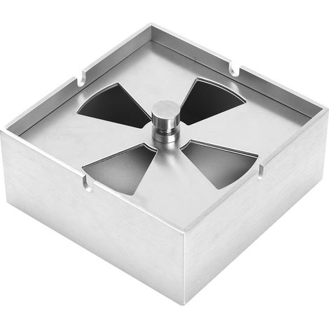 Cendrier Bureau Intérieur Acier Inoxydable Carré avec Couvercle Anti Vent - Pour Bureau Maison Restaurant - 1 Pièce