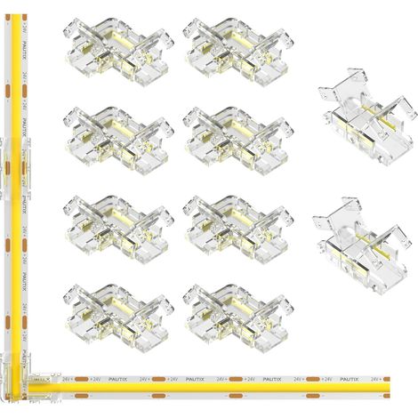 10PCS connecteurs pour Ruban LED COB 2Pin 8millimètre, 8PCS L/angle, 2PCS intermédiaires sans espace (1/5)