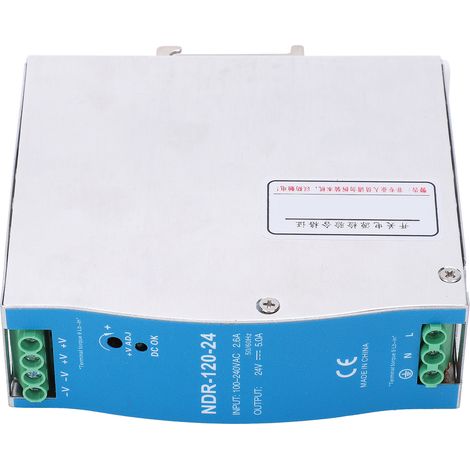 Guide de rail DIN BERM pour alimentation à découpage pour automate programmable industriel 100-240 V CA 120 W 24 V NDR-120-24 (1/5)