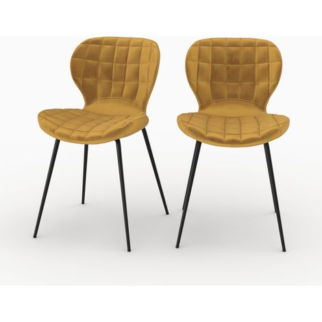Silla Mazzia en terciopelo amarillo curry (juego de 2) (1/4)