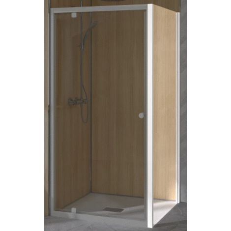 Kinedo – Paroi de douche fixe 80 cm – Verre transparent 5 mm – Montage en angle – Profilé blanc – Dimensions 800x1900 mm (1/2)