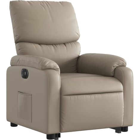 Fauteuil relax TV fonction de levage électrique très confortable en PVC couleur cappuccino DEC028251 (1/5)