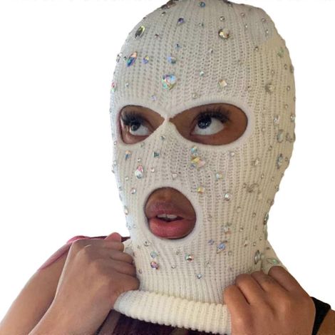 Strassbesetzte Sturmhaube mit Gesichtsschutz, Mütze und Halswärmer, geeignet für Outdoor-Aktivitäten wie Halloween und Cosplay. Neu für S03
