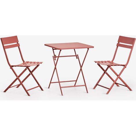 Set de mesa cuadrada 60x60 cm plegable y 2 sillas de comedor en acero Tamarit SKLUM (1/5)