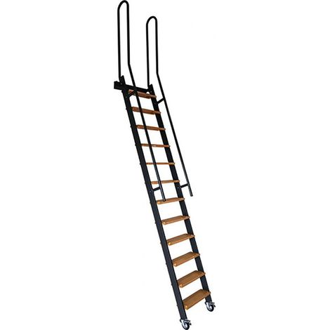 Scala acciaio - Gradini legno - Altezza suolo a suolo 2.50m - SSPXL-263-N-RV
