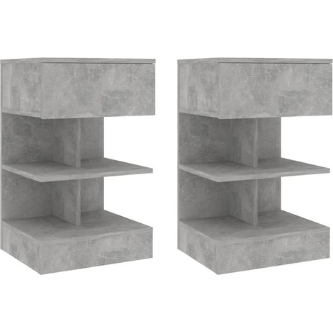Set di 2 comodini con ripiani 40 x 35 x 65 cm in multistrato grigio DEC035379
